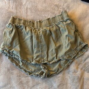 Aerie Linen Blend Olive Shorts